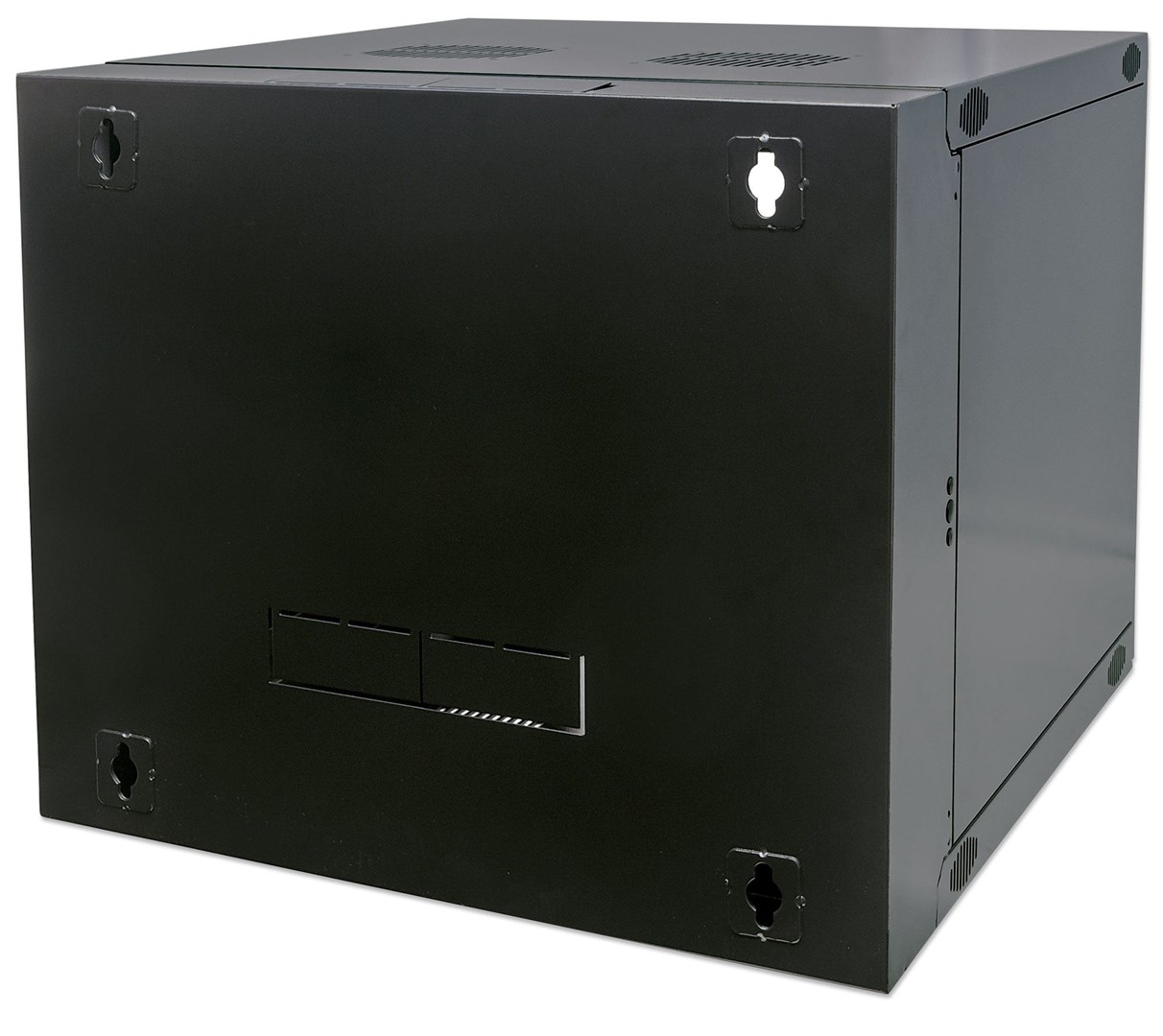 Intellinet 19" Network Cabinet - Wall Mount (Double Section Hinged Swing Out), 12U, 600mm Deep, Black, Flatpack, Max 30kg, Swings out for access to back of cabinet when installed on wall, Rack, Usable Depth 385mm, Parts for wall installation not included-3