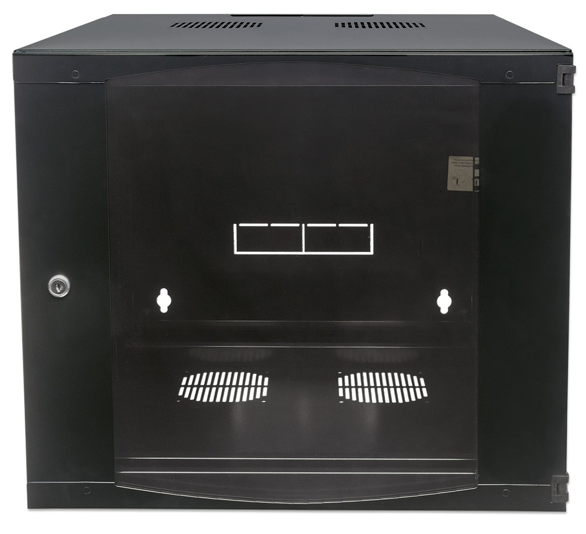 Intellinet 19" Network Cabinet - Wall Mount (Double Section Hinged Swing Out), 12U, 600mm Deep, Black, Flatpack, Max 30kg, Swings out for access to back of cabinet when installed on wall, Rack, Usable Depth 385mm, Parts for wall installation not included-2