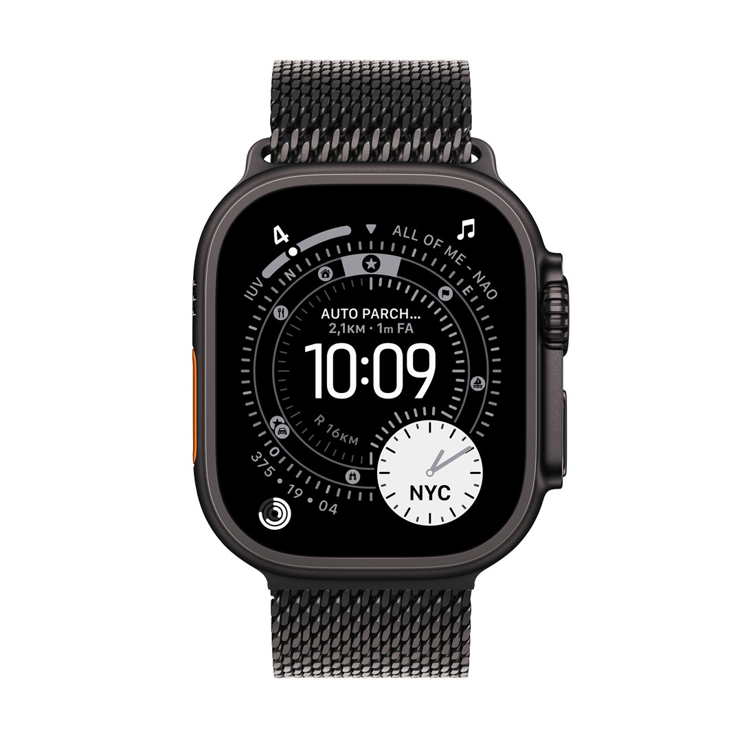 Apple Watch Ultra 3 GPS + Cellular 49mm Black Titanium Case with Black Titanium Milanese Loop - Medium-1