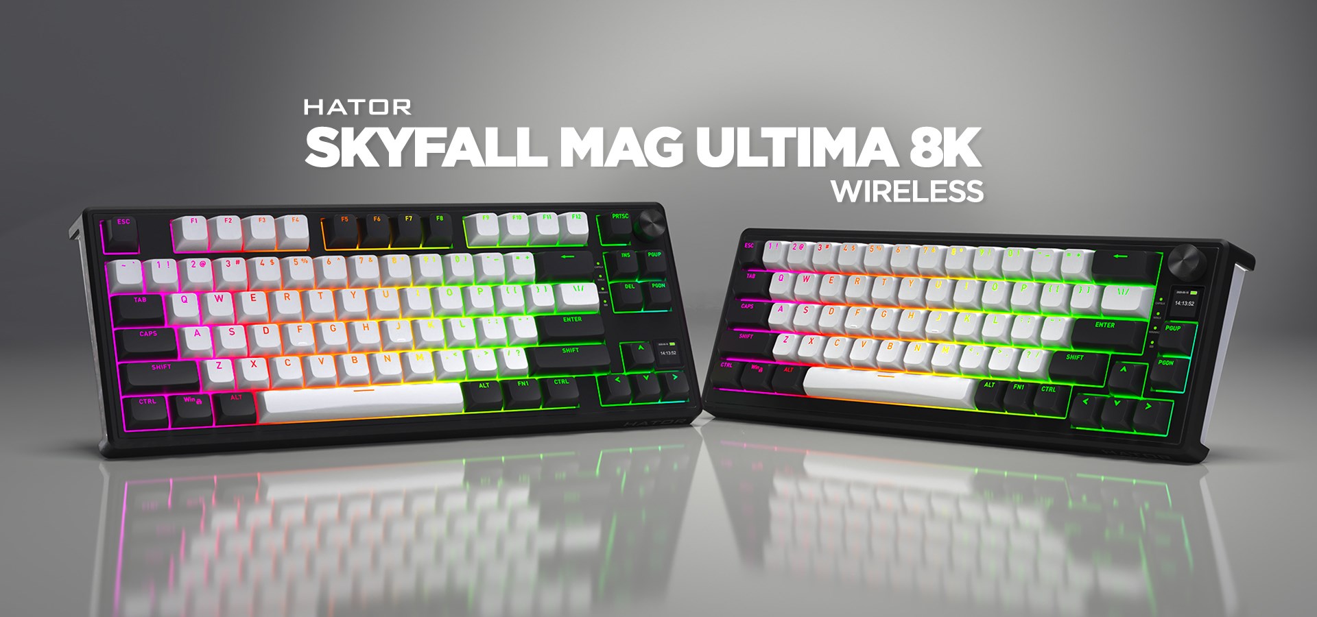 HATOR Skyfall 65 MAG ULTIMA 8K wireless keyboard Gaming USB + RF Wireless + Bluetooth QWERTY US English Black, White-6