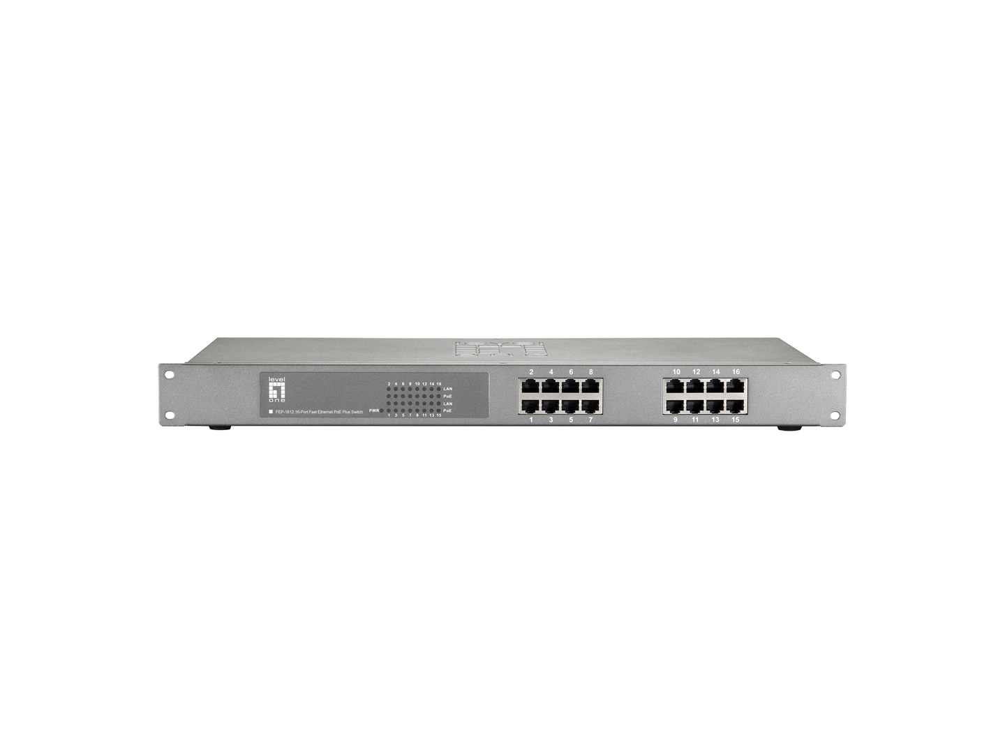 LevelOne 16-Port Fast Ethernet PoE Switch, 802.3at/af PoE, 500W-2