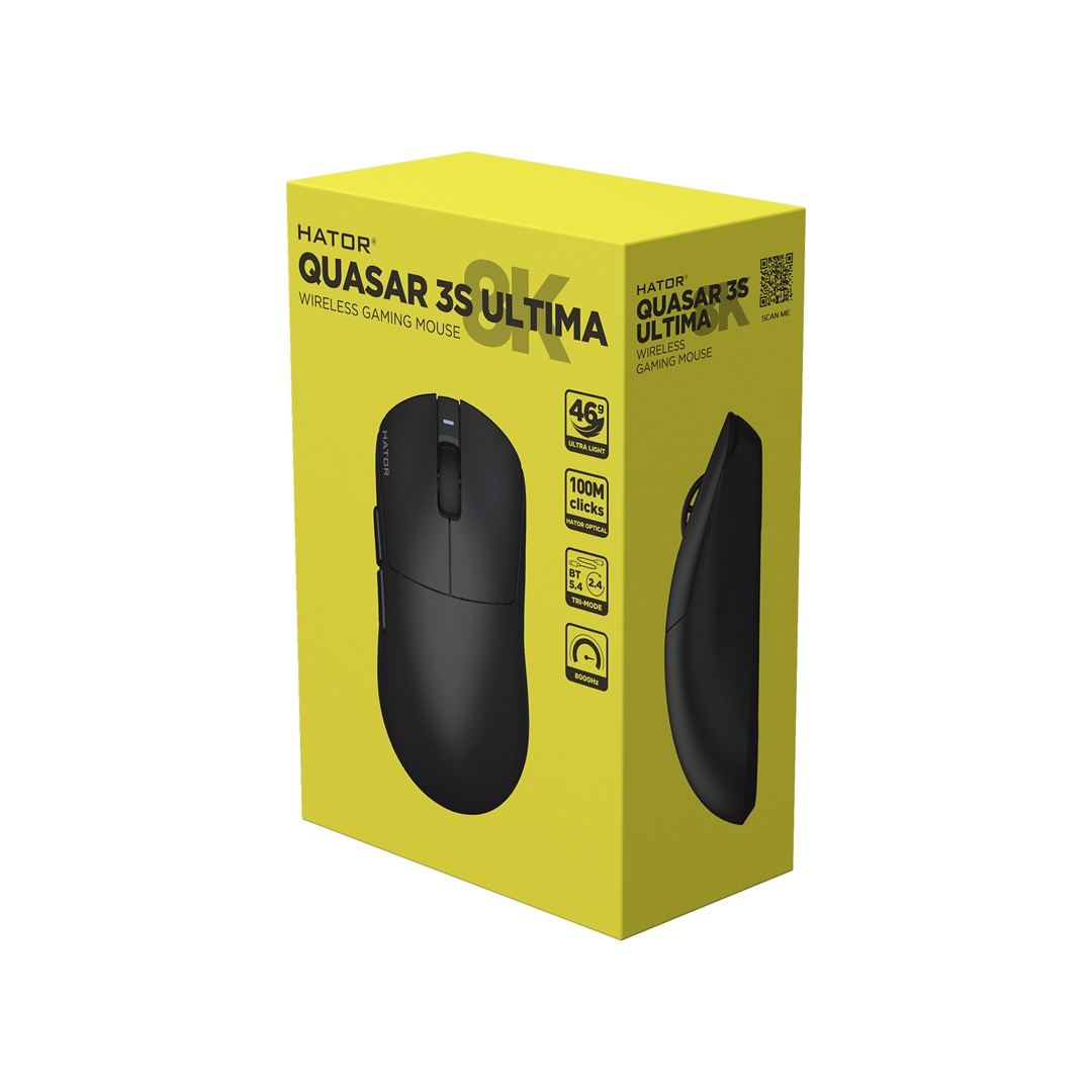 Bežični gaming miš HATOR Quasar 3S Ultima 8K Wireless, crna boja-15