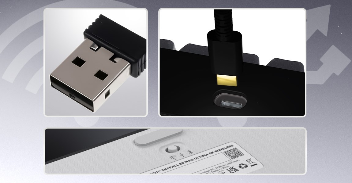 HATOR Skyfall 80 MAG ULTIMA 8K wireless keyboard Gaming USB + RF Wireless + Bluetooth QWERTY US English Black, White-16