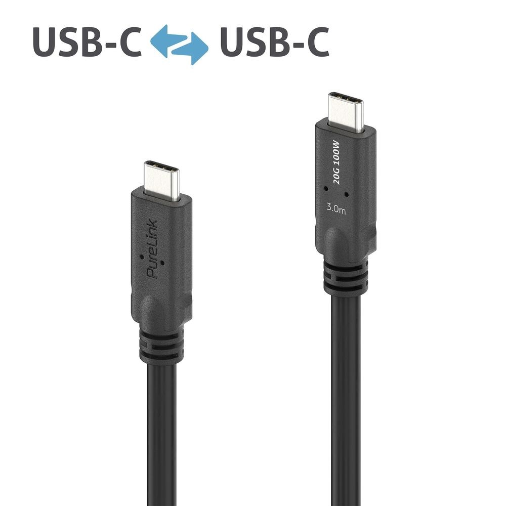 USB-C kabel PURELINK PI6600-030 (USB4, 20Gbps, 100W, 3m), crna boja