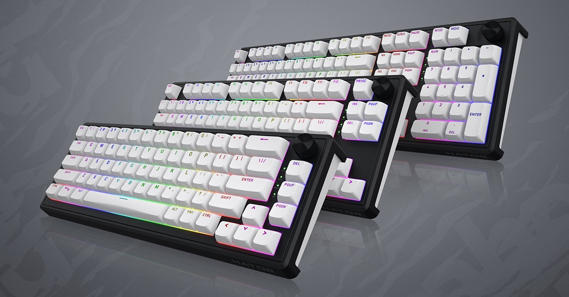 HATOR Skyfall Wireless 80 keyboard Gaming USB + RF Wireless + Bluetooth QWERTY US English Black, White-8