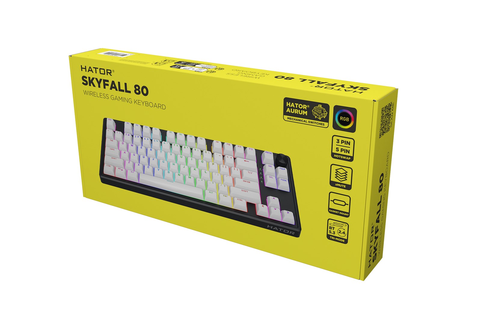 HATOR Skyfall Wireless 80 keyboard Gaming USB + RF Wireless + Bluetooth QWERTY US English Black, White-15