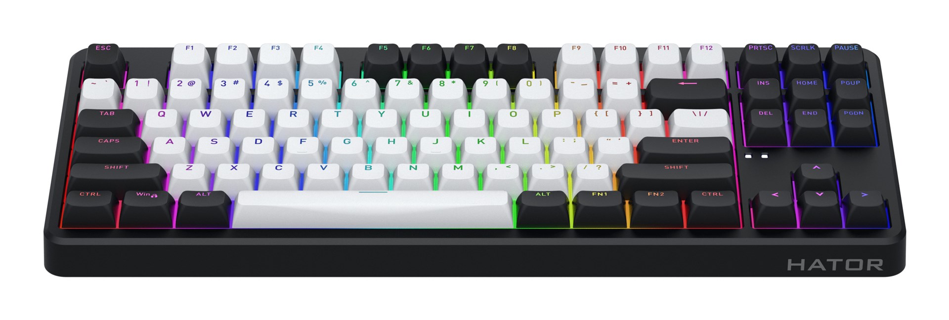 HATOR Rockfall 3 TKL Wireless, black, QMK/VIA, OMA profile white-black keycaps Keyboard - linear mechanical hotswap switches - US - ANSI Layout (HTK850)-1