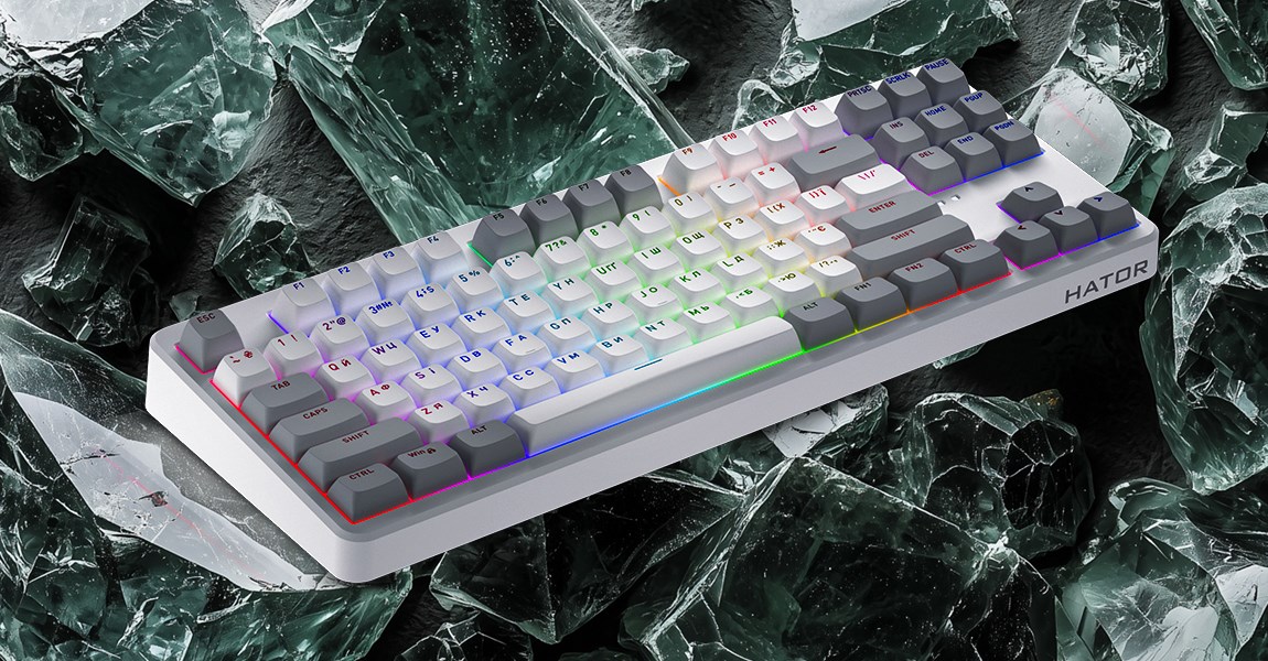 HATOR Rockfall 3 TKL Wireless, black, QMK/VIA, OMA profile white-black keycaps Keyboard - linear mechanical hotswap switches - US - ANSI Layout (HTK850)-11