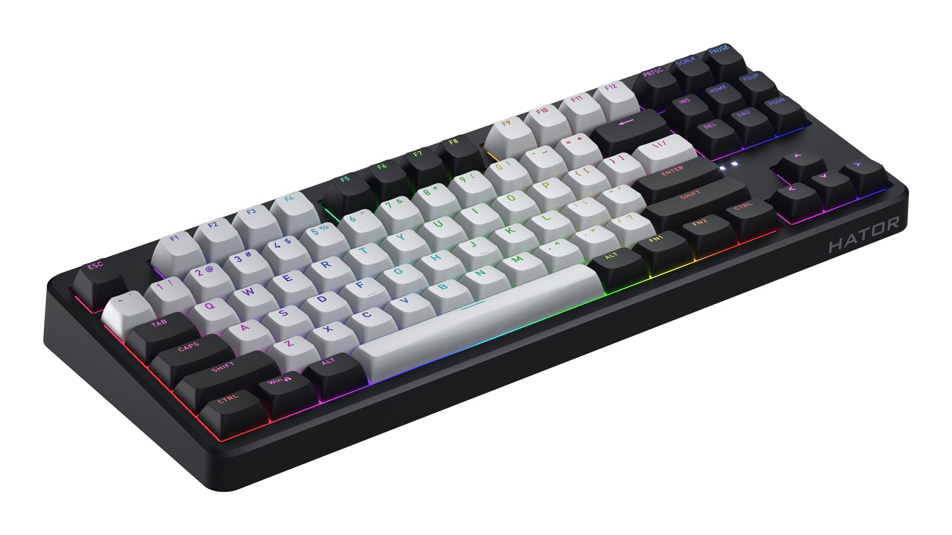 HATOR Rockfall 3 TKL Wireless, black, QMK/VIA, OMA profile white-black keycaps Keyboard - linear mechanical hotswap switches - US - ANSI Layout (HTK850)-3