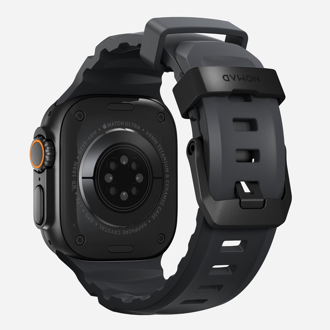 Remen NOMAD Rocky Point Band za Apple Watch (49/45/44/42mm), crna koža, titanij-2