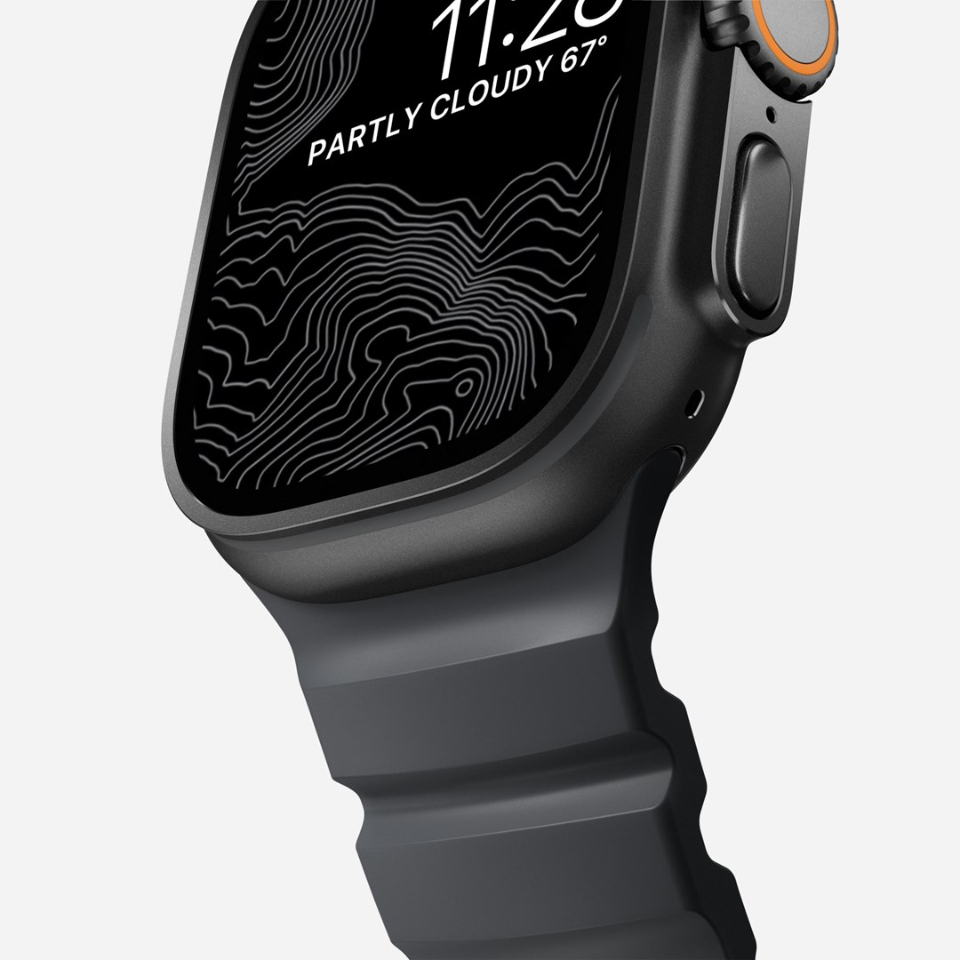 Remen NOMAD Rocky Point Band za Apple Watch (49/45/44/42mm), crna koža, titanij-4