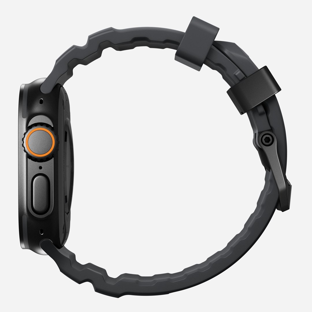 Remen NOMAD Rocky Point Band za Apple Watch (49/45/44/42mm), crna koža, titanij-1