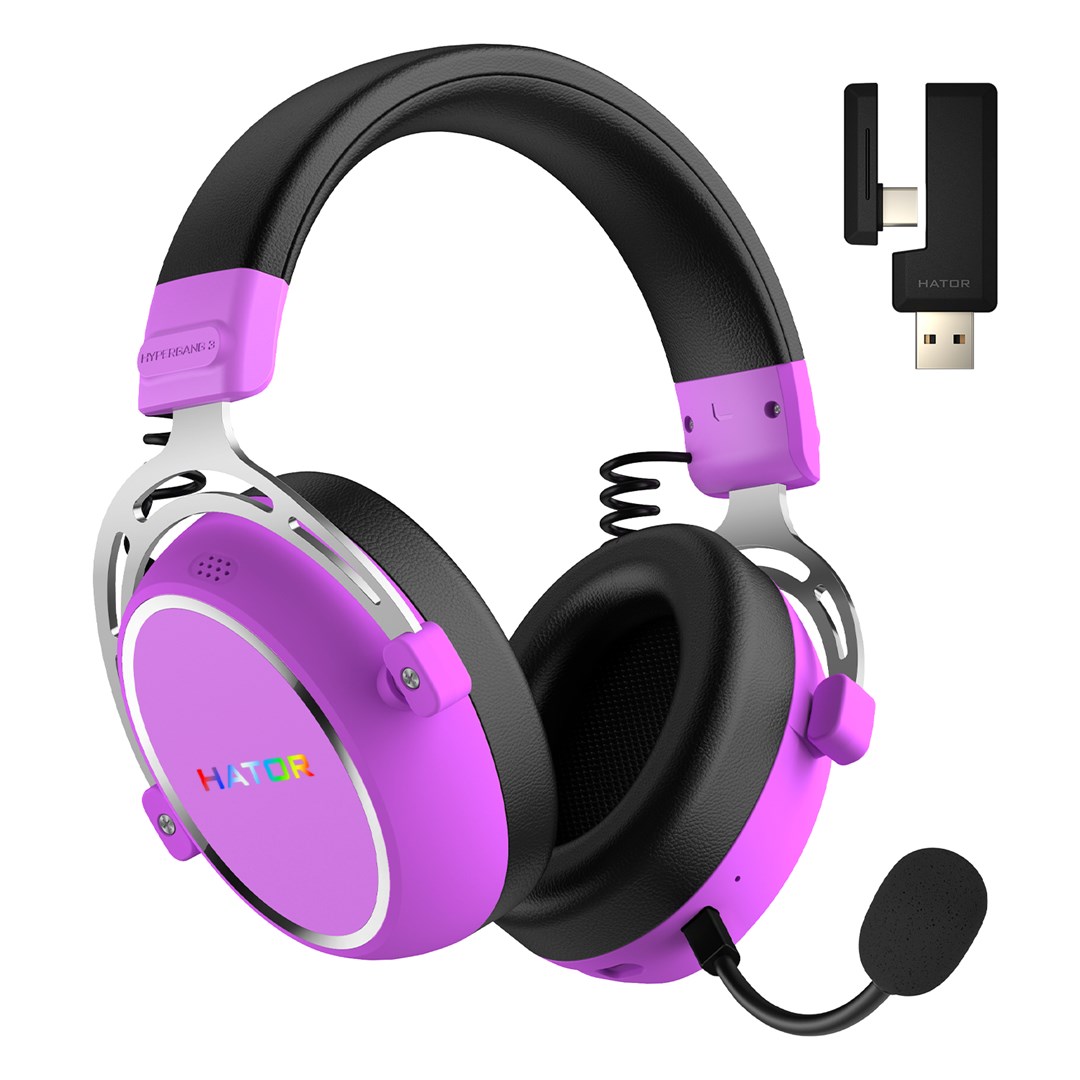 HATOR Hypergang 3 Wireless Headset Head-band Gaming USB Type-C / USB Type-A Bluetooth Violet-0