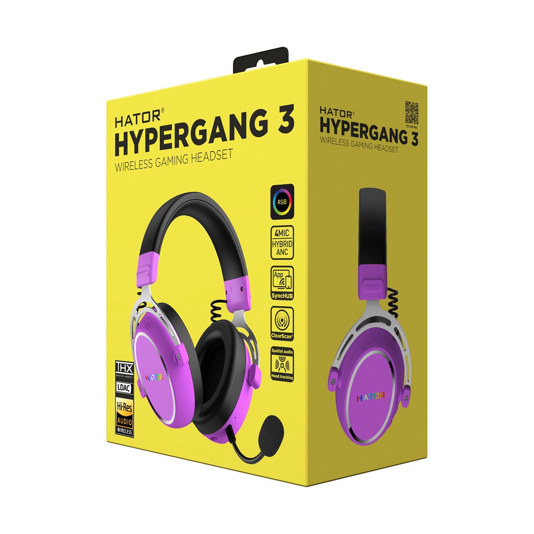 HATOR Hypergang 3 Wireless Headset Head-band Gaming USB Type-C / USB Type-A Bluetooth Violet-8