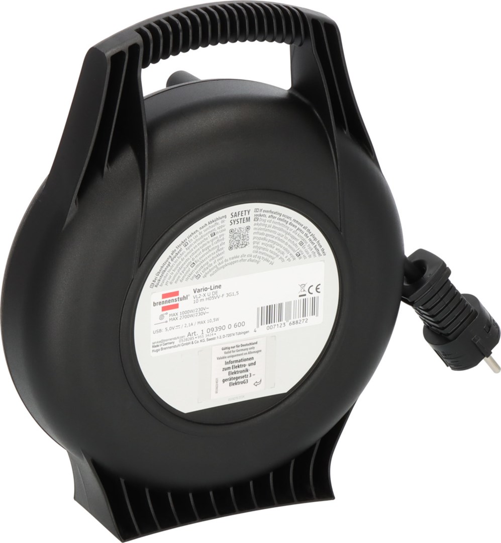 Brennenstuhl 1093900600 power extension 10 m 3 AC outlet(s) Indoor Black-1