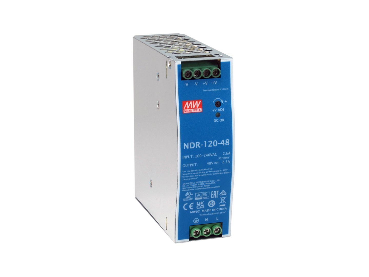 LevelOne 48V DC Industrial Power Supply, 120W, DIN-Rail,-20 ~ +70 ℃-0