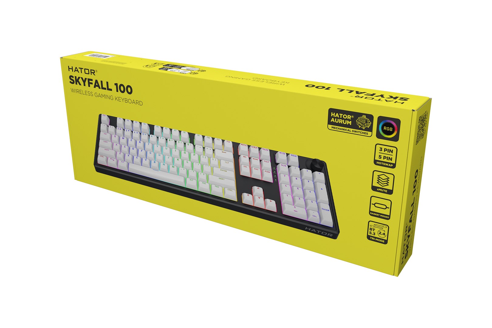 HATOR Skyfall Wireless 100 keyboard Gaming USB + RF Wireless + Bluetooth QWERTY US English Black, White-14