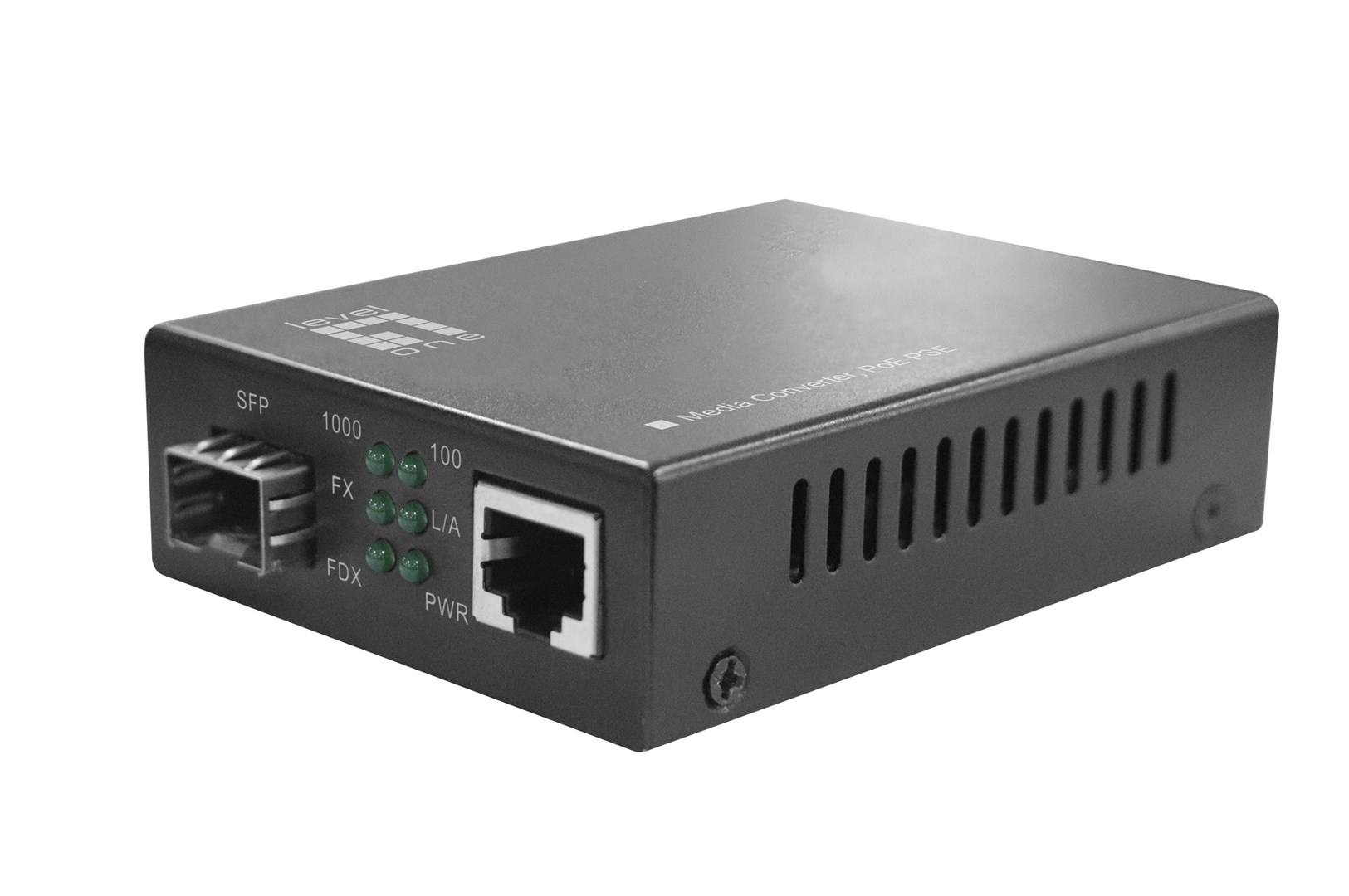LevelOne RJ45 to SFP Gigabit Media Converter, PoE PSE-0