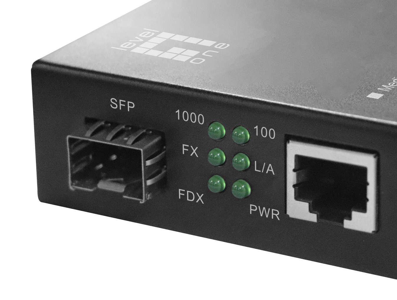LevelOne RJ45 to SFP Gigabit Media Converter, PoE PSE-5