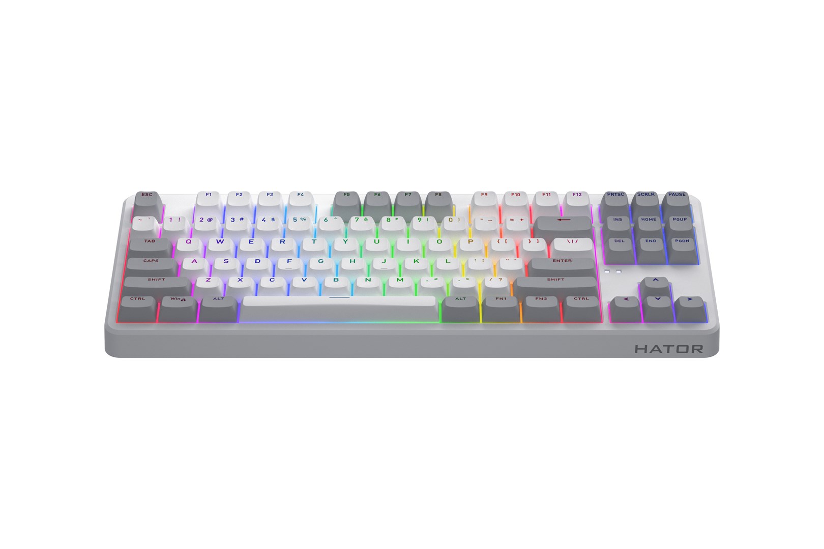 HATOR Rockfall 3 TKL Wireless, white, QMK/VIA, OMA profile white-black keycaps Keyboard - linear mechanical hotswap switches - US - ANSI Layout-1