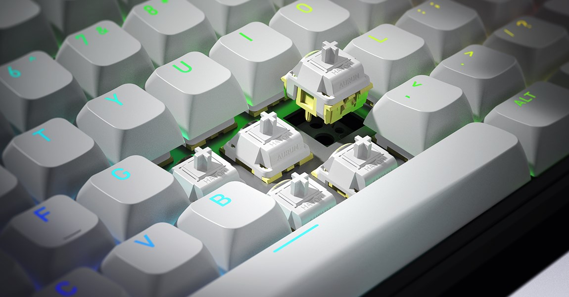 HATOR Rockfall 3 TKL Wireless, white, QMK/VIA, OMA profile white-black keycaps Keyboard - linear mechanical hotswap switches - US - ANSI Layout-17
