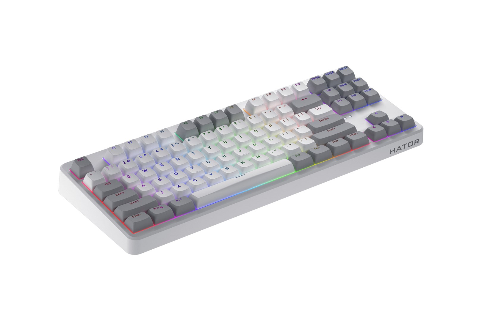 HATOR Rockfall 3 TKL Wireless, white, QMK/VIA, OMA profile white-black keycaps Keyboard - linear mechanical hotswap switches - US - ANSI Layout-3