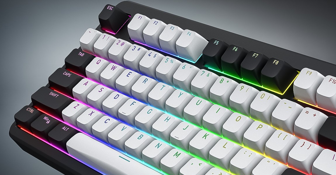 HATOR Rockfall 3 TKL Wireless, white, QMK/VIA, OMA profile white-black keycaps Keyboard - linear mechanical hotswap switches - US - ANSI Layout-19