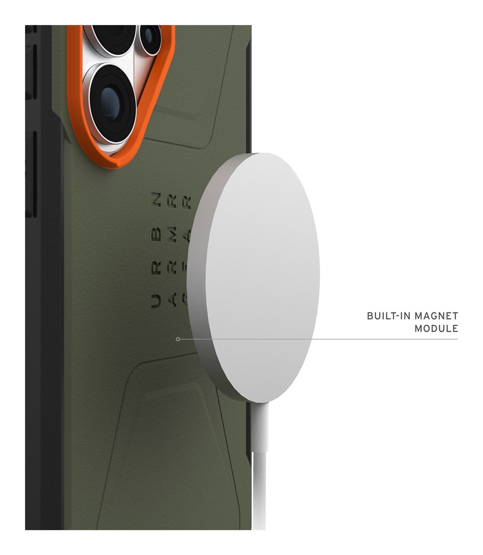 UAG Civilian Magnet - etui z wbudowanym modułem magnetycznym do Samsung Galaxy S26 Ultra (olive/orange)-2