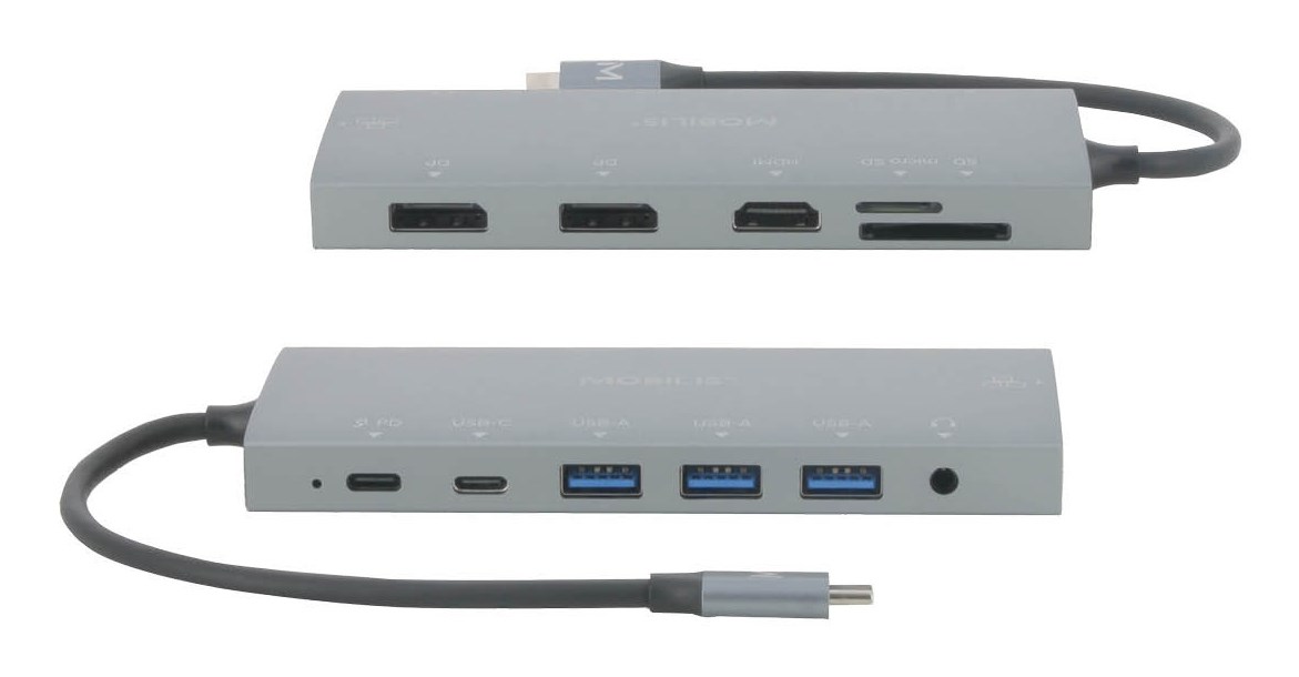 MOBILIS U-DOCK 11-u-1 USB-C docking stanica, siva boja-2