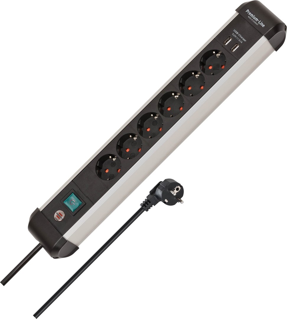 Brennenstuhl 1391030610 power extension 3 m 6 AC outlet(s) Indoor Black, Silver-6