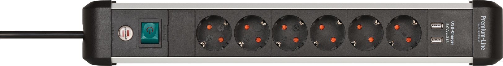 Brennenstuhl 1391030610 power extension 3 m 6 AC outlet(s) Indoor Black, Silver-0