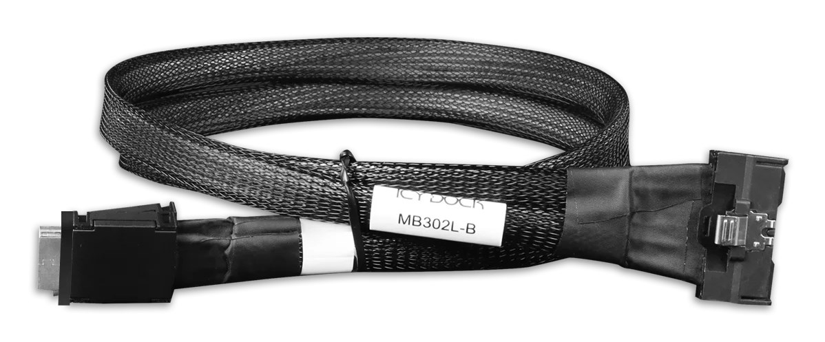 Kabel ICY DOCK SlimSAS 8i (SFF-8654) na 2x OCuLink 4i (SFF-8611), 50 cm (MB302L-B)