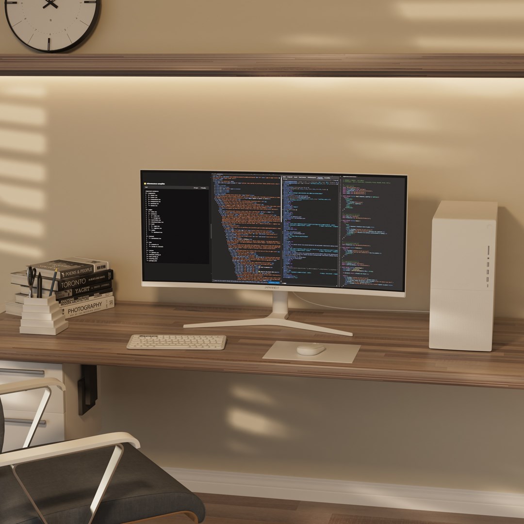 Monitor JAPANNEXT JN-IPS340UWQHD60C-C65W-HS-W 34" (IPS, UWQHD, 60Hz, 5ms, USB-C 65W, zakrivljeni)-1