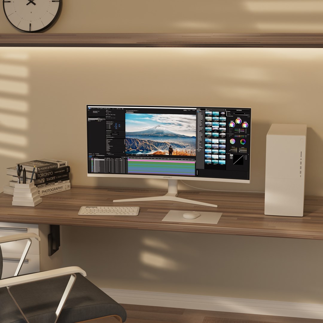 Monitor JAPANNEXT JN-IPS340UWQHD60C-C65W-HS-W 34" (IPS, UWQHD, 60Hz, 5ms, USB-C 65W, zakrivljeni)-2