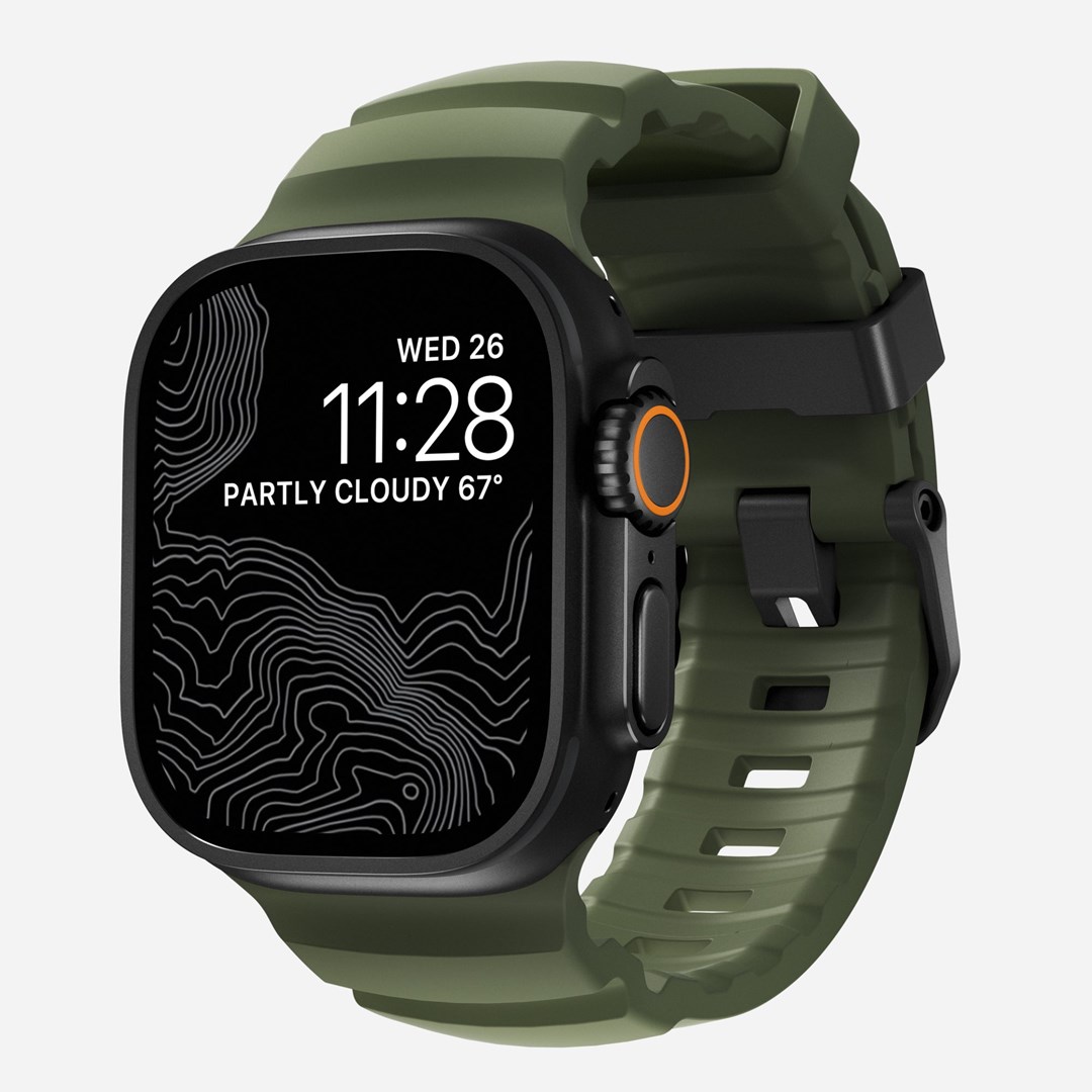 Remen NOMAD Leather Band za Apple Watch (49/45/44/42mm) crna koža / titanij