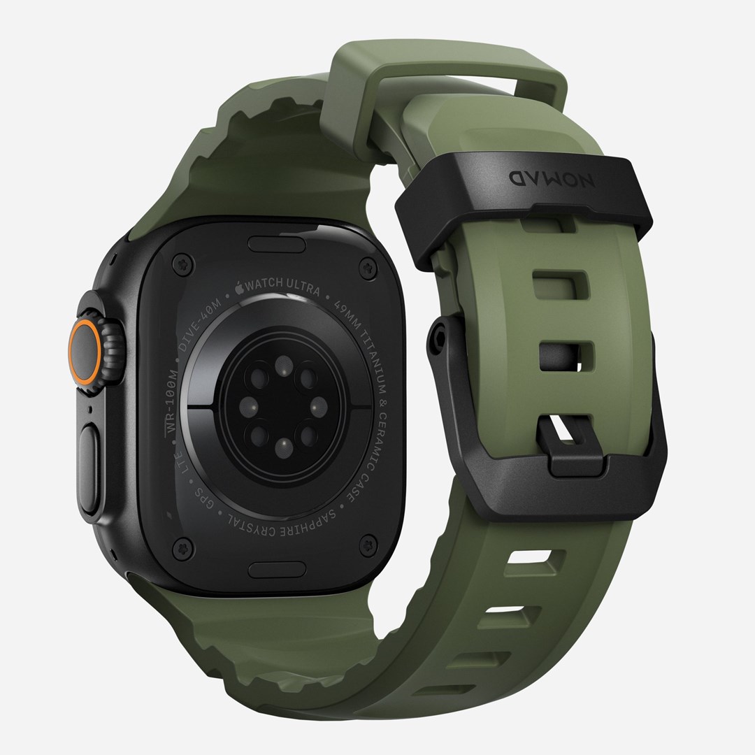 Remen NOMAD Leather Band za Apple Watch (49/45/44/42mm) crna koža / titanij-1