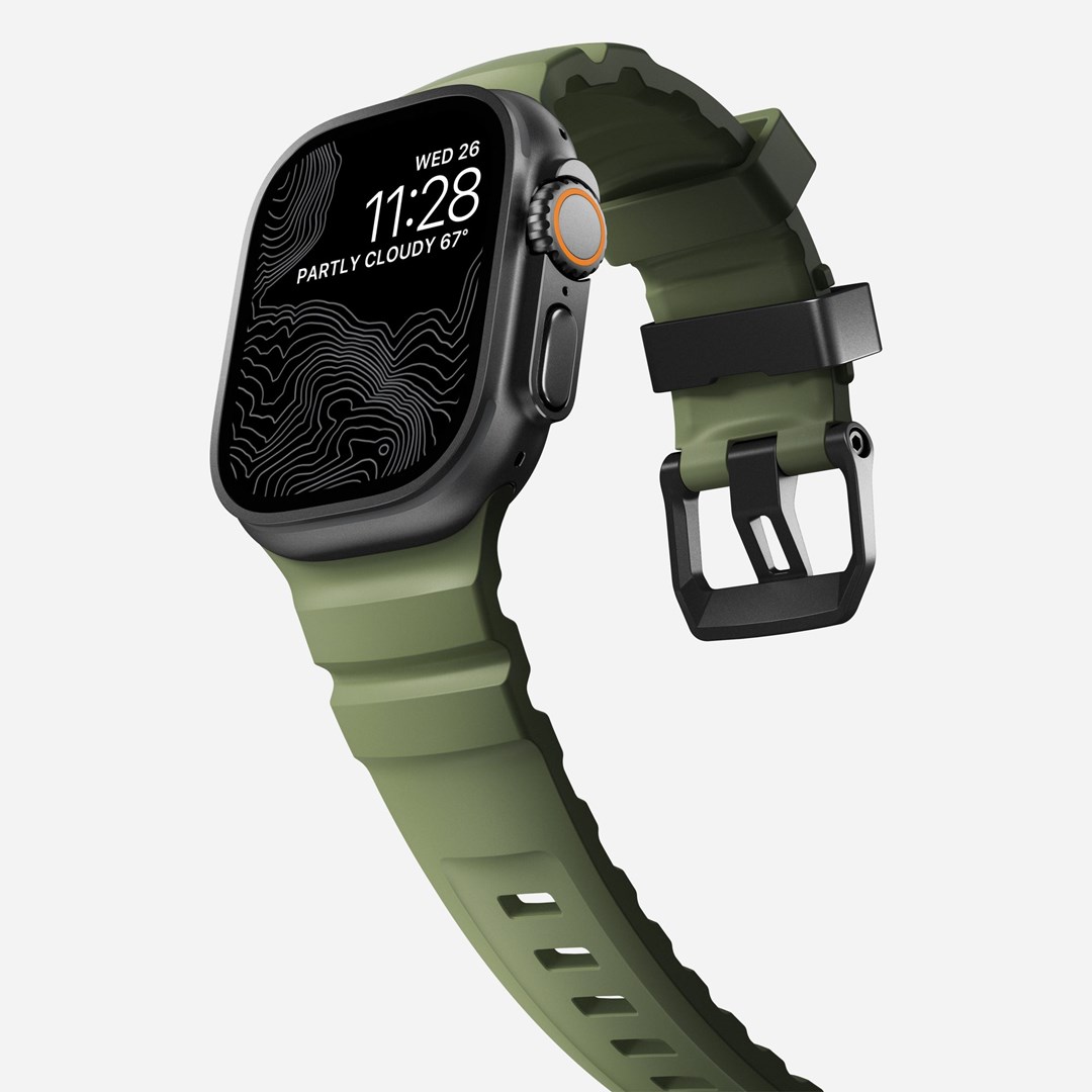 Remen NOMAD Leather Band za Apple Watch (49/45/44/42mm) crna koža / titanij-6