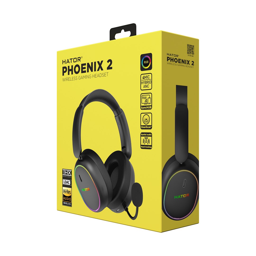 HATOR Phoenix 2 Wireless Headset Wired & Wireless Head-band Gaming USB Type-C / USB Type-A Bluetooth Black-9