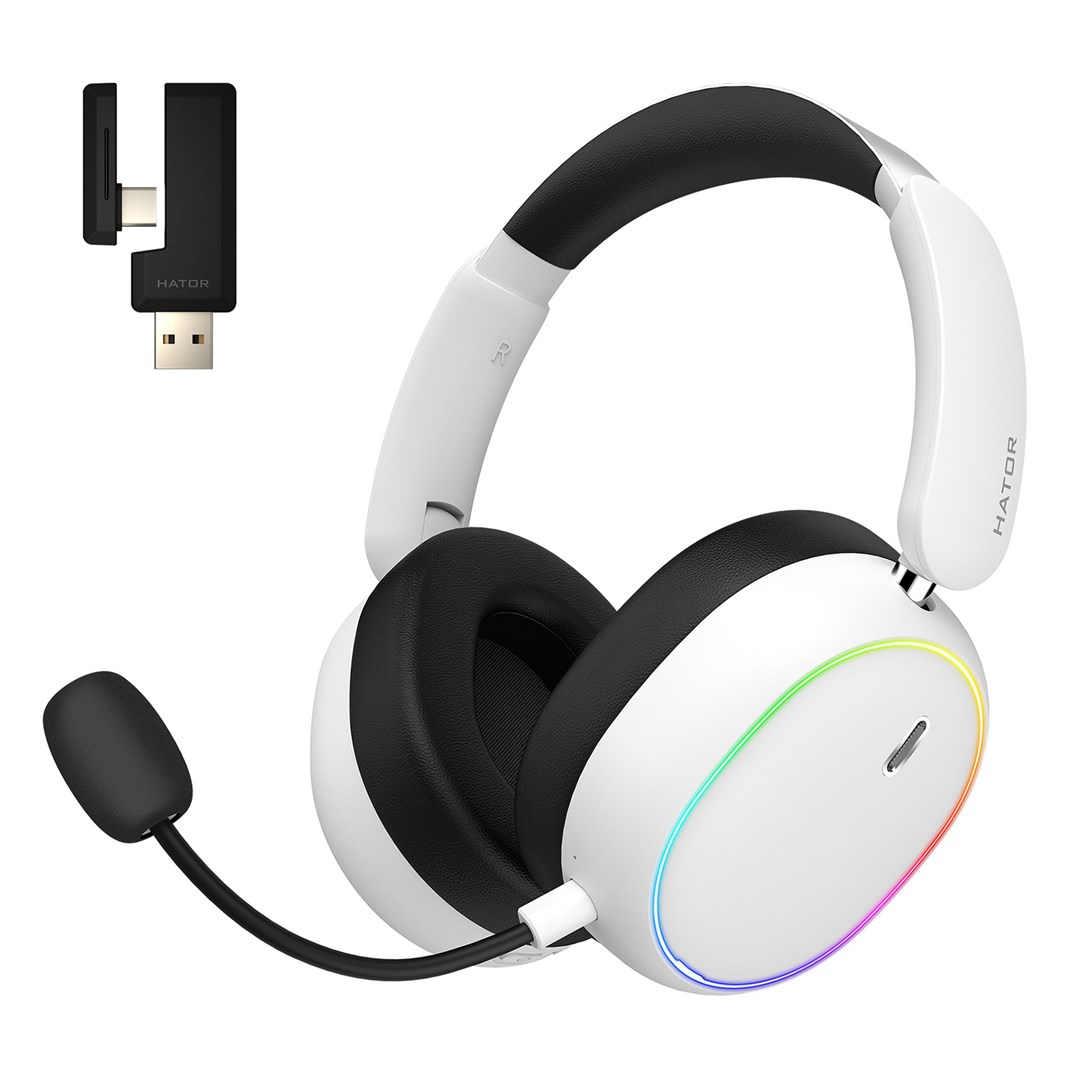 HATOR Phoenix 2 Wireless Headset Wired & Wireless Head-band Gaming USB Type-C / USB Type-A Bluetooth White-0