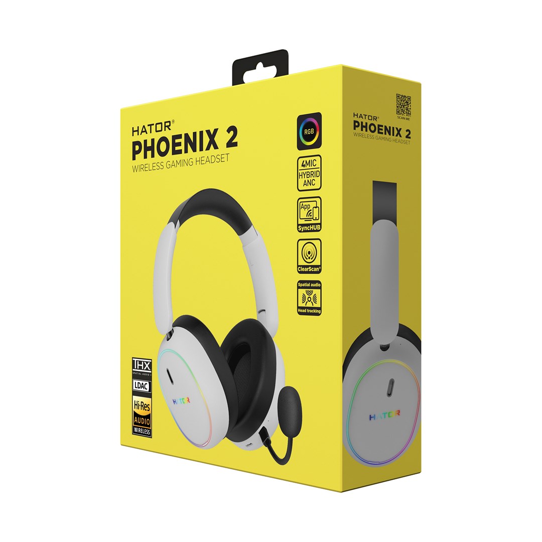 HATOR Phoenix 2 Wireless Headset Wired & Wireless Head-band Gaming USB Type-C / USB Type-A Bluetooth White-9