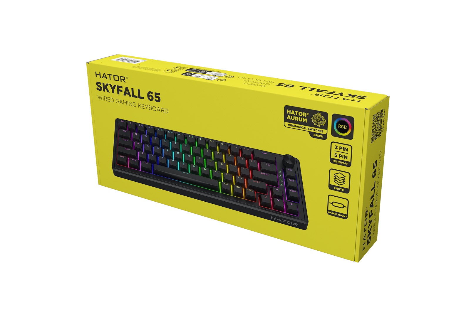 HATOR Skyfall 65 Wired, Mechanical, USB-C, Aurum Sterling, 70M clicks, RGB, Black, 790g-10