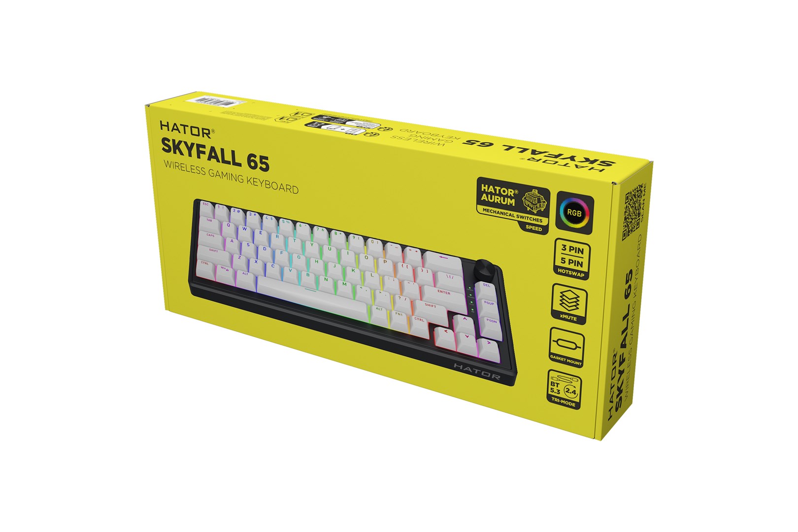HATOR Skyfall Wireless 65 keyboard Gaming USB + RF Wireless + Bluetooth QWERTY US English Black, White-14