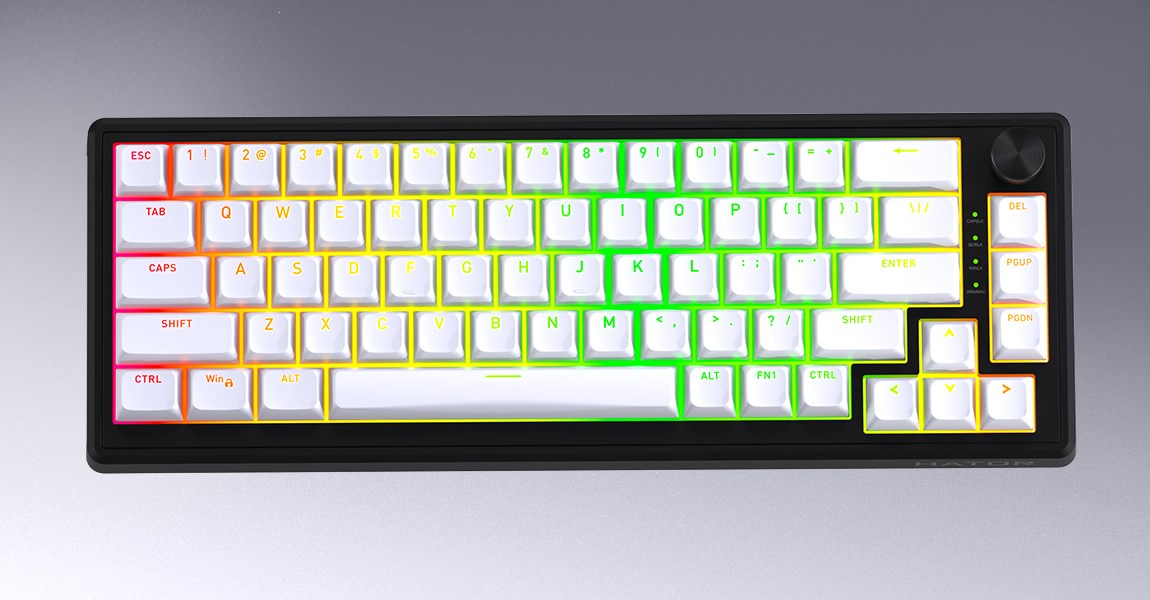 HATOR Skyfall Wireless 65 keyboard Gaming USB + RF Wireless + Bluetooth QWERTY US English Black, White-13