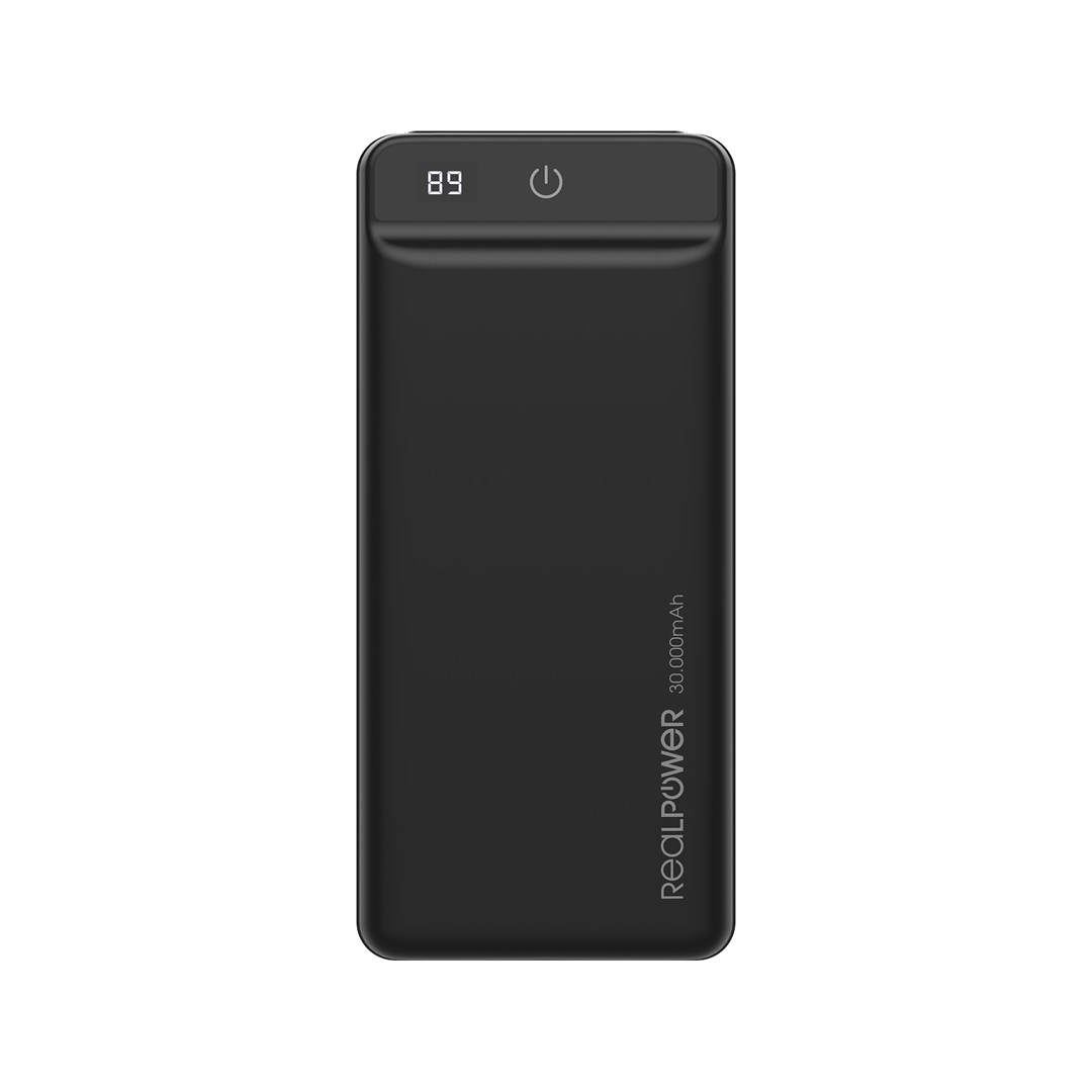 Prijenosna baterija REALPOWER PB-30k PD+ 30000 mAh crna boja-2