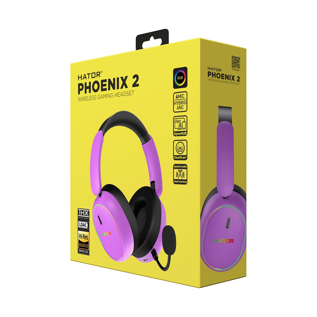 HATOR Phoenix 2 Wireless Headset Wired & Wireless Head-band Gaming USB Type-C / USB Type-A Bluetooth Violet-10