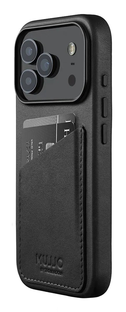 MUJJO Wallet Leather Case MagSafe kožna torbica za iPhone 17 Pro (crna boja)