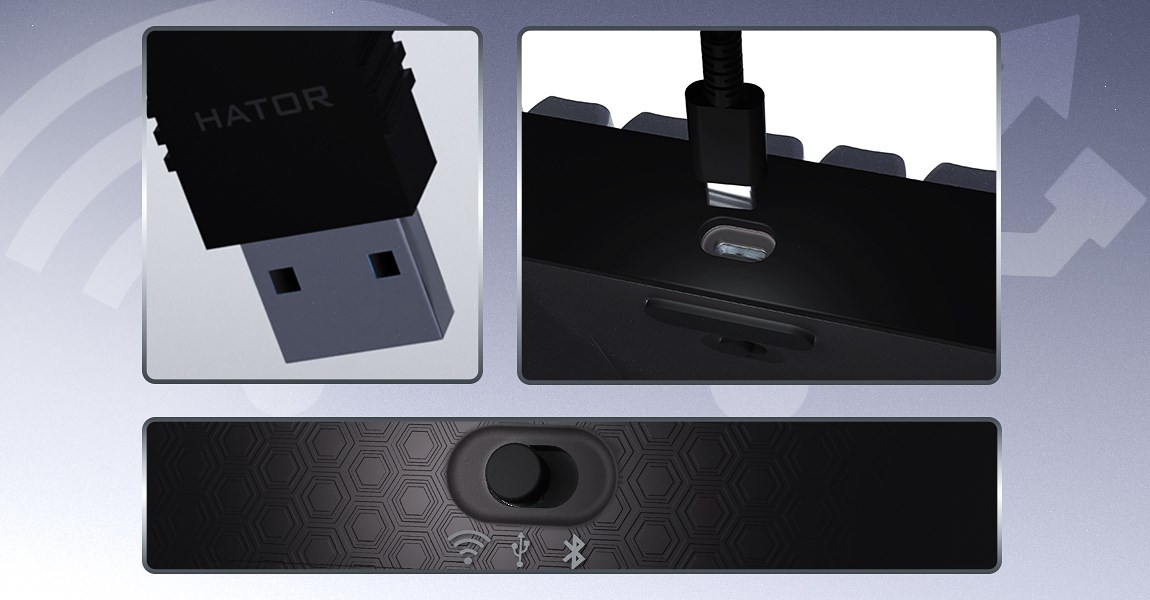 HATOR Skyfall Pro Wireless 80 keyboard Gaming USB + RF Wireless + Bluetooth QWERTY US English Black, Grey-12