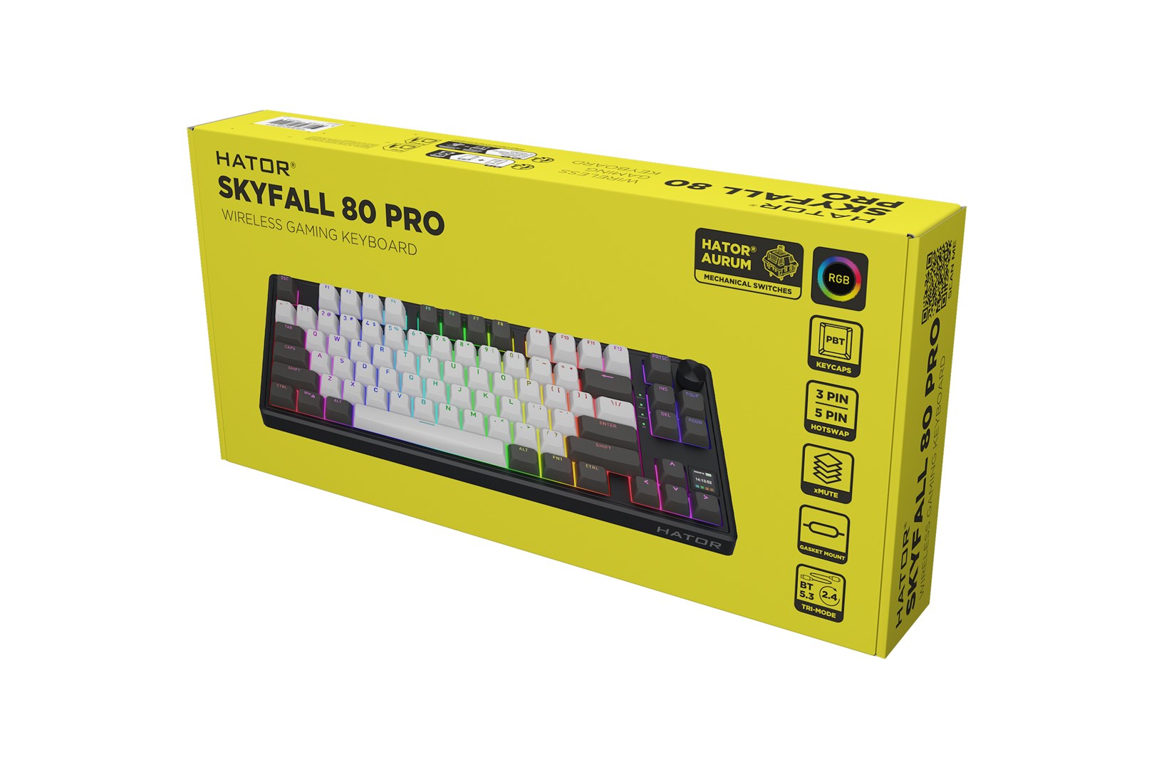 HATOR Skyfall Pro Wireless 80 keyboard Gaming USB + RF Wireless + Bluetooth QWERTY US English Black, Grey-14