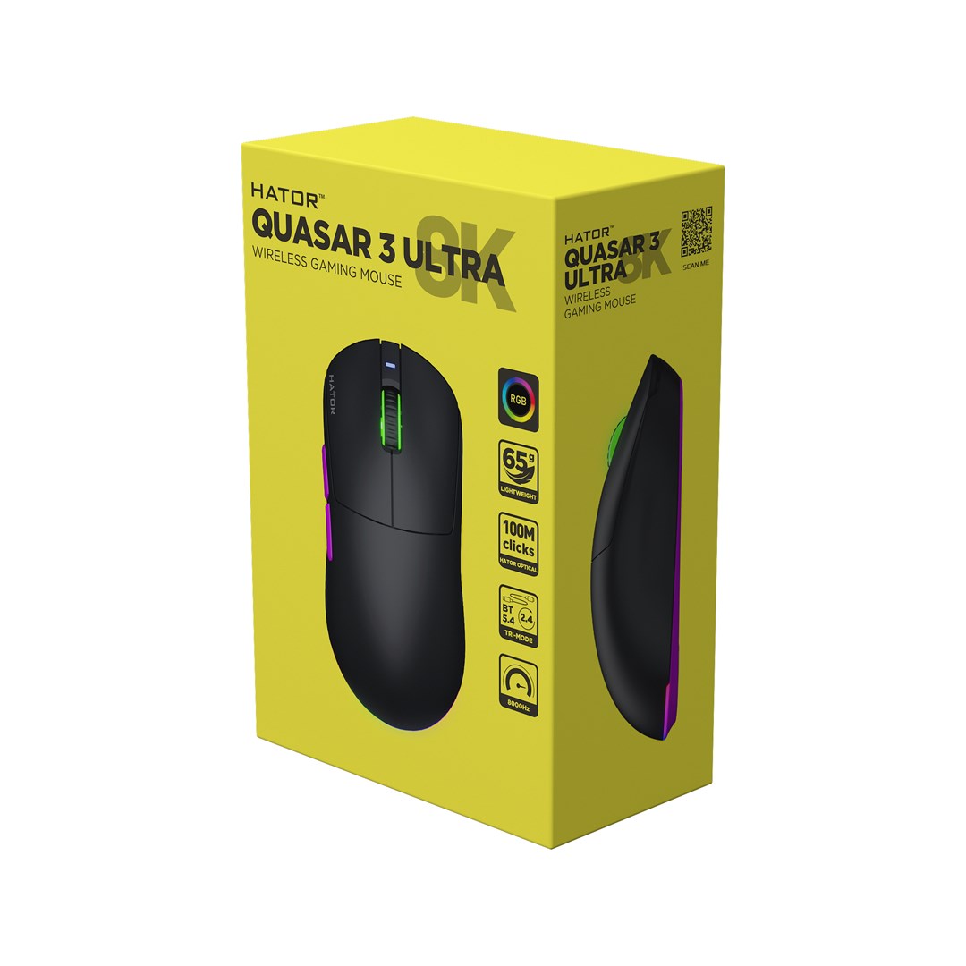 Bežični gaming miš HATOR Quasar 3 ULTRA 8K Wireless, crno-ljubičasta boja-6