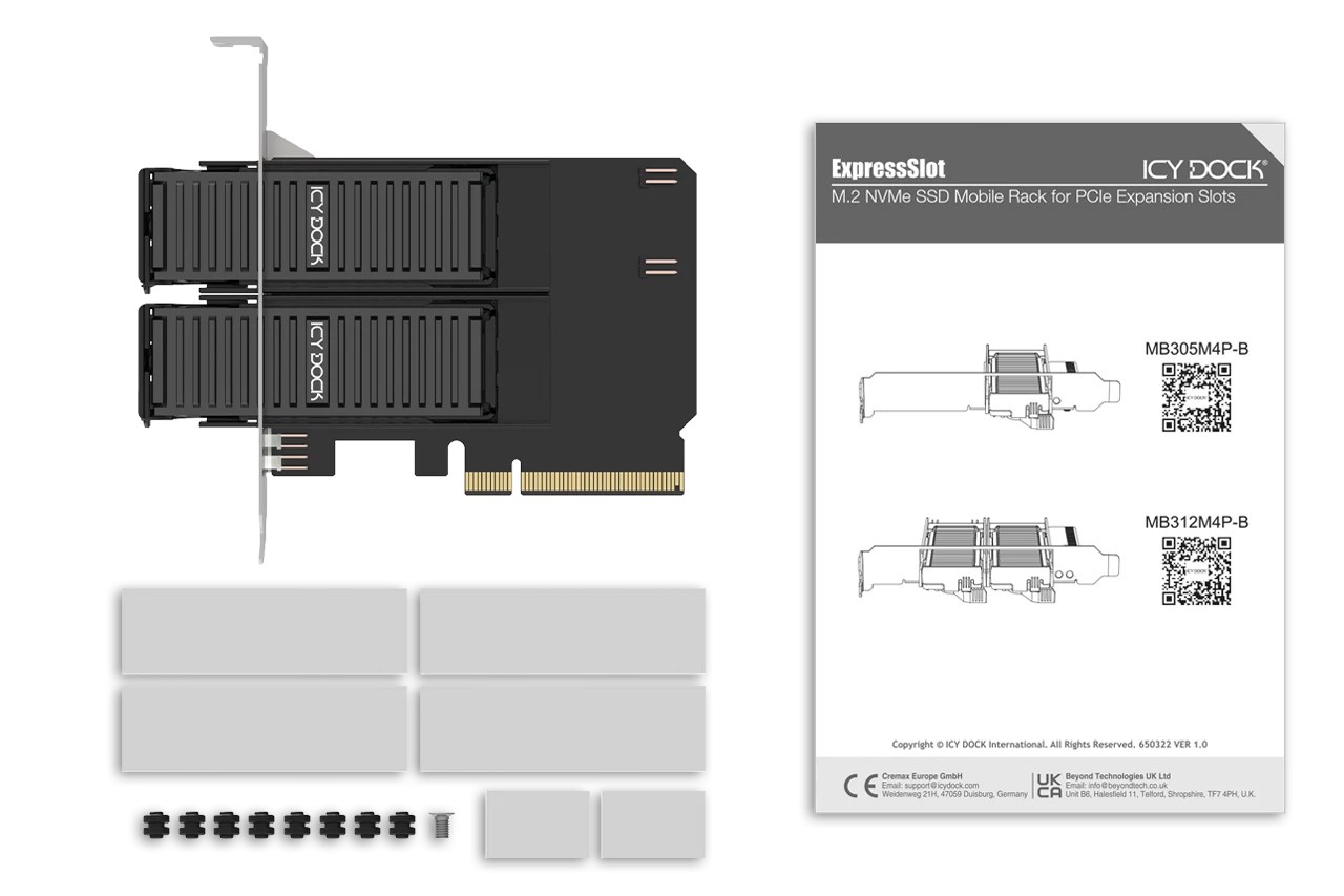 Icy Dock MB312M4P-B interface cards/adapter M.2, PCIe-3